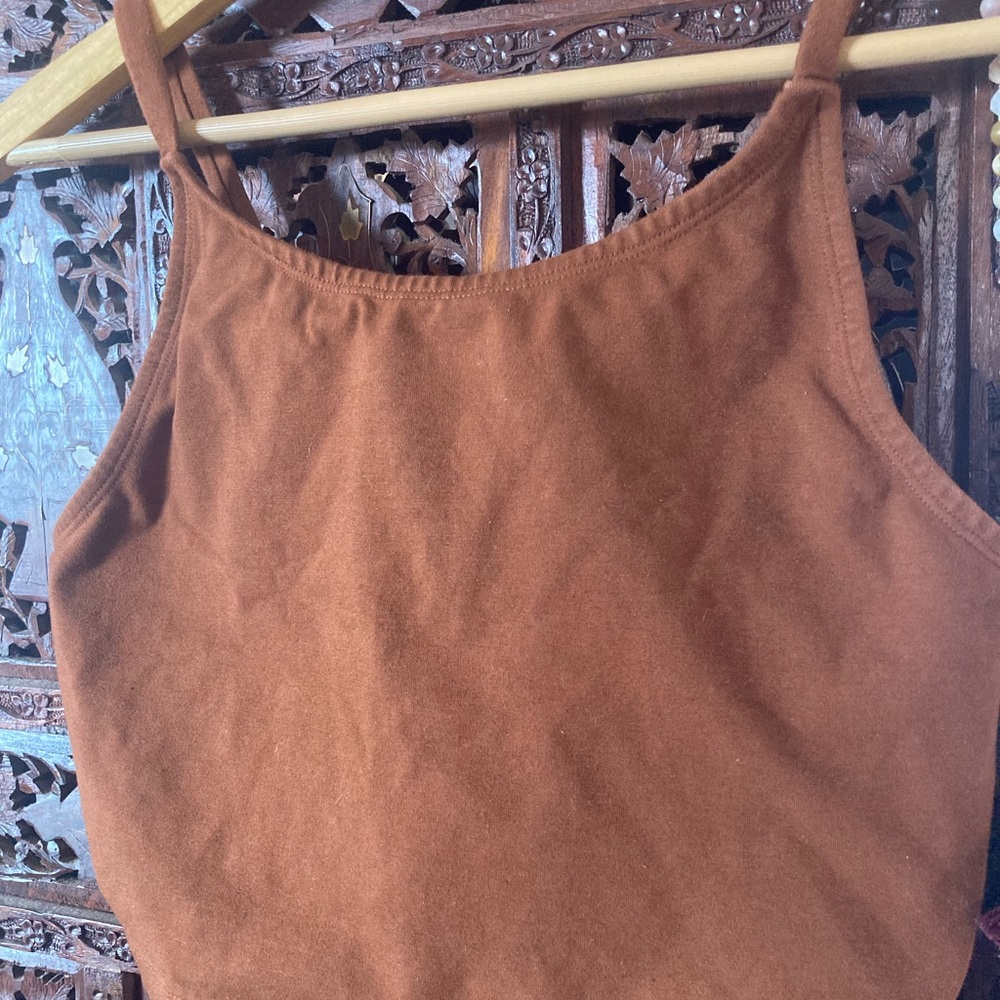 Women's Rust Brown Suede-Effect Camisole